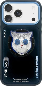 Панель Nimmy Glasses Cool Cat MagSafe для Apple iPhone 17 Black-Blue (6971080314315)