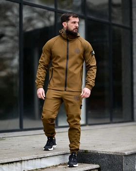 Зимний костюм Stone Island Grot / Цвет: койот / Материал: софтшел утеплен флисом / Розмір M| 4 тр6493