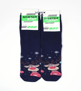 Темно-синие мужские новогодние махровые носки с Оленем Master Step 0535 44-46