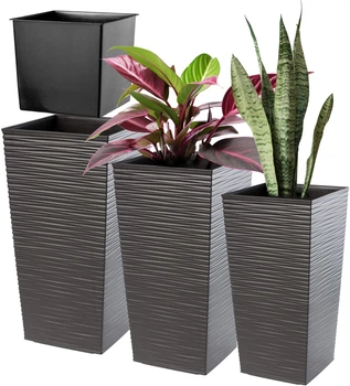 Donice na kwiaty z wkładem Kadax Tuluza K8073 30 cm + 35 cm + 40 cm Grafit