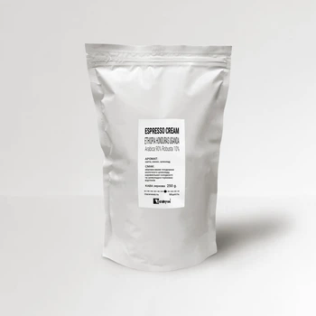 Кава зернова ESPRESSO CREAM 250 г ЕСПРЕСО КРЕМ Купаж: Арабіка 90% Робуста 10% Свіжообсмажена кава в зернах