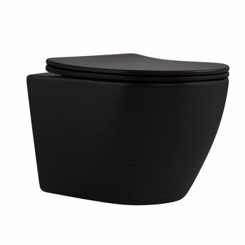 Унитаз подвесной Qtap Robin New Ultra Quiet безободковый с сиденьем Soft-close MATT BLACK QT13332381АSMB
