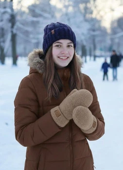 Подростковые флисовые перчатки Teddy W-7-3 Коричневый