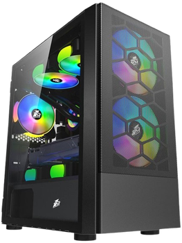 Корпус 1stPlayer X4-M-2F1P-1F1 RGB Black (X4-M-BK-2F1P-1F1)