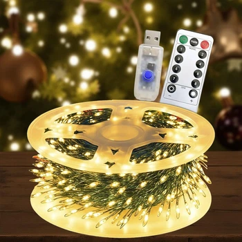 Гирлянда "Фейерверк" 0209/МК, 10 м, 300 LED, тёплый белый, USB