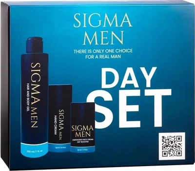 Набір косметики для догляду Sigma Men Day Set Гель для миття тіла та волосся 200 мл + Крем для рук 100 мл + Крем для обличчя 50 мл (5906770232014)