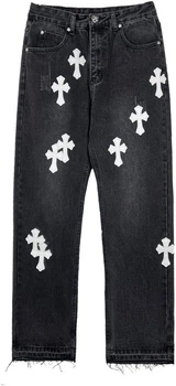 Джинси CHROME HEARTS Black / White Cross Patch 32