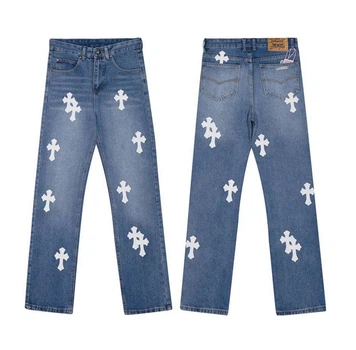 Джинси Chrome Hearts Blue / White 32