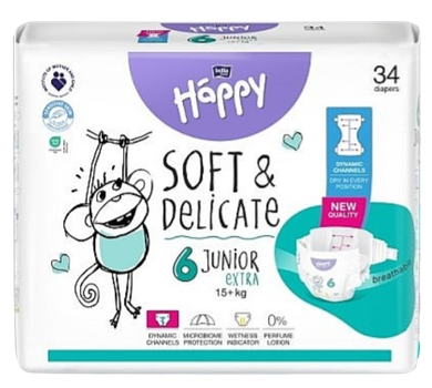 Pieluszki Bella Baby Happy Rozmiar 6 15 kg 34 szt (5900516605544)
