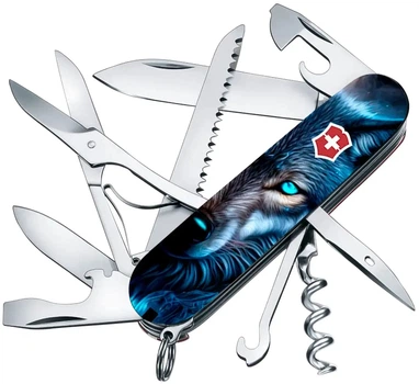 Ніж складаний, мультитул Victorinox Huntsman Animal (91мм, 16 функцій), вовк 1.3713.3.F1040pw