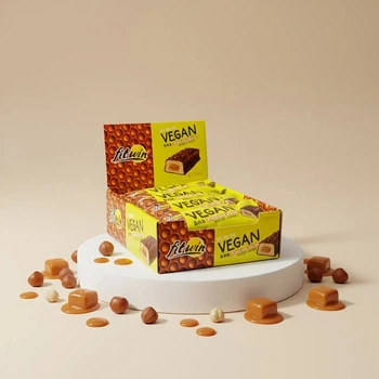 Блок веганских батончиков FitWin Vegan Bar, 12*50 грам - Карамель-фундук