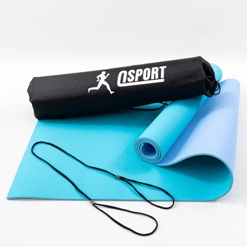 Коврик для йоги и фитнеса + чехол (мат, каремат спортивный) OSPORT Yoga ECO Pro 6мм (n-0007) Бирюзово-сиреневый