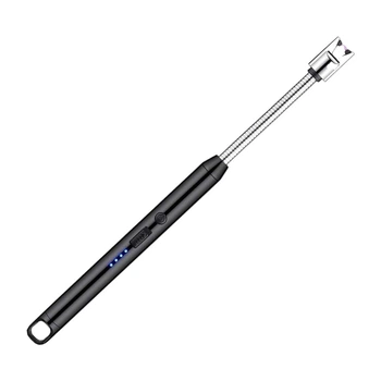 Запальничка побутова плазмова акумуляторна ELECTRIC ARC BBQ Lighter H02163 Type-C з гнучким довгим носиком чорна