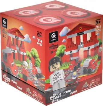 Klocki konstrukcyjne Marioinex Block and Steps 3 w 1 Straż pożarna + Gra planszowa 74 elementy QB300-001 (4823037611225)