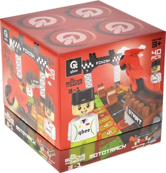 Klocki konstrukcyjne Marioinex Block and Steps 3 w 1 Tor motocyklowy + Gra planszowa 40 elementów QB300-103 (4823037611980)