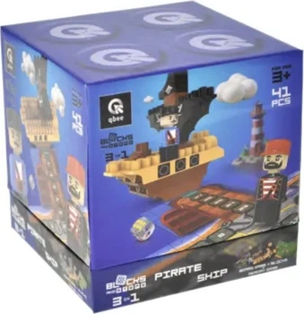 Klocki konstrukcyjne Marioinex Block and Steps 3 w 1 Statek Piracki + Gra planszowa 41 element QB300-104 (4823037611997)