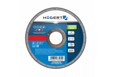 Відрізний диск для металу Inox 115x1.0x22.23 Hogert для болгарки (HT6D630)
