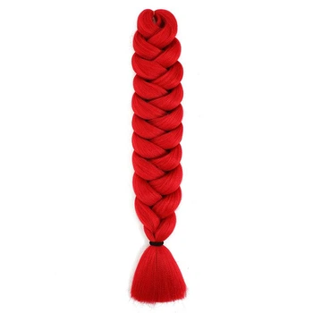 Канекалон Jumbo Braid однотонний червоний коса довжина 100 см Вага 165 грам Термостійкий Red100