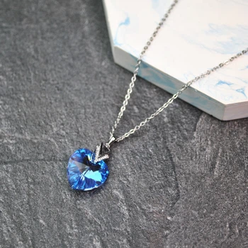 Кулон Swarovski сердце на цепочке медицинская сталь родий (x211-1)