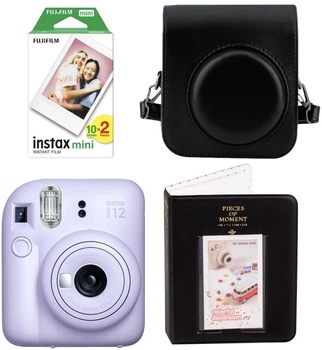Набор Fujifilm INSTAX Mini 12 Lilac Purple Black Фиолетовый черная фотокамера мгновенной печати / картриджи 20 фото / чехол / альбом 64 фото