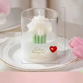 Свічка ароматична у склянці Tulip bouquet біла