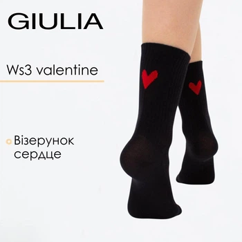 Жіночі бавовняні шкарпетки Giulia WS3 VALENTINE 2501 36/40 Black-black, носки з візерунком, сердечка