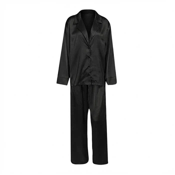 Комплект женской пижамы Lesko 2SYCK1315 Черный M рубашка с длинным рукавом и штаны