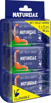 Упаковка вологого туалетного паперу Naturelle Kids 6 пачок по 8 аркушів (4820207592308)
