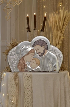 Срібна ікона Свята Сім'я (AE 0203 5 D) 47x32 см