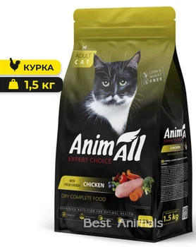 Сухий корм для котів AnimAll Анімал з свіжою куркою 1,5 кг (5902706511628)