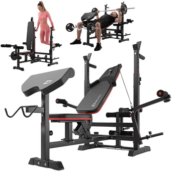 Тренировочная скамья Hop-Sport HS-1075 Pro с партой Скотта для штанги гантелей жима ног до 120 кг