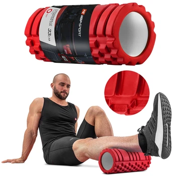 Роликовый массажер Hop-Sport EVA 33 см HS-A033YG красный валик ролик для спины ног рук