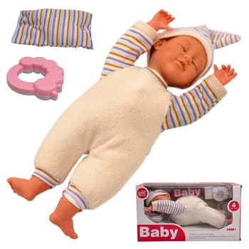 Пупс мягконабивной со звуковыми эффектами от батареек Baby с аксессуарами для игры и одежды