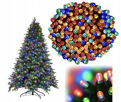 Светодиодная гирлянда на елку 20 м Ekspand 300 LED лампочек новогодняя гирлянда в комнату 8 режимов темно-зеленый провод Мультиколор