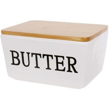 Маслянка (сирниця) керамічна Merceyl "Butter" 14х10см з дерев'яною кришкою (5248)