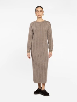 Сукня довжини міді бежева трикотажна Arber Dress t-neck D4 WTR-229 M бежевий (W22.13.16.531)