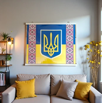 Патриотический настенный обогреватель картина пленочная с украинским орнаментом Вышиванка 240 Вт