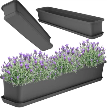 Skrzynia balkonowa z podstawką Kadax Evron 80 cm Antracyt (K8373)