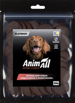 Ласощі для собак AnimAll Platinum Медальйони з яловичиною 200 г (4820224504247)