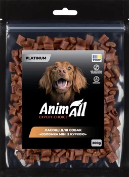 Ласощі для собак AnimAll Platinum Соломка міні з куркою 200 г (4820224504148)