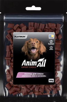 Ласощі для собак AnimAll Platinum Соломка міні з качка 100 г (4820224504155)