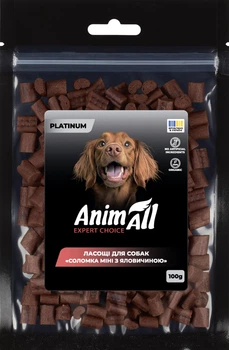Ласощі для собак AnimAll Platinum Соломка міні з яловичиною 100 г (4820224504179)