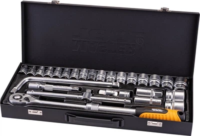 Набір інструментів Mastertool PROFI ½" 26 шт 8-32 мм телескопічна тріскачка CrV50BV30 металевий кейс 78-4126