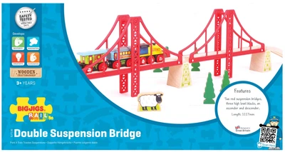 Zestaw drewniany Bigjigs Rail Podwójny most podwieszany 7 elementów (0691621091364)