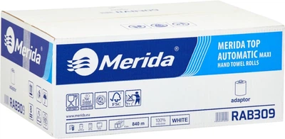 Ręczniki papierowe Merida Top Automatic Maxi dwuwarstwowe w roli z adaptorem 140 m 6 szt (5908248113047)