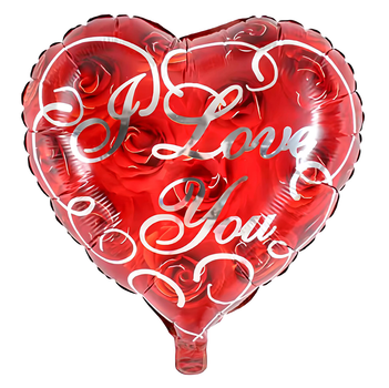 Фольгированный Шар Сердце I Love You Розы 45x45см (18") Красный