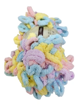 Пряжа "Puffy" 100гр кольорова (фіолетово-блакитно-рожево-жовта)