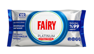Антибактеріальні вологі серветки для прибирання Fairy Platinum 100 шт