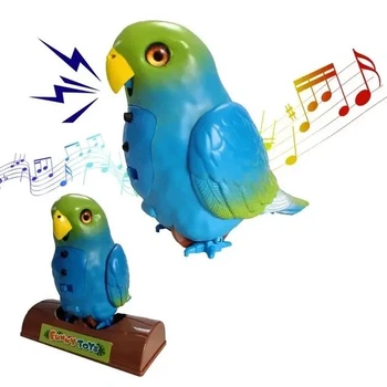Інтерактивна навчальна іграшка-папуга Funny Parrot з функцією запису голосу та жестовим керуванням з USB зарядкою Синій з Зеленим
