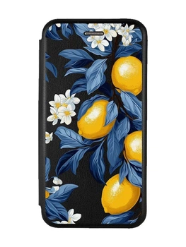 Чохол-книжка чорний з малюнком на Xiaomi Redmi 9 Лимонне дерево (принт 417)